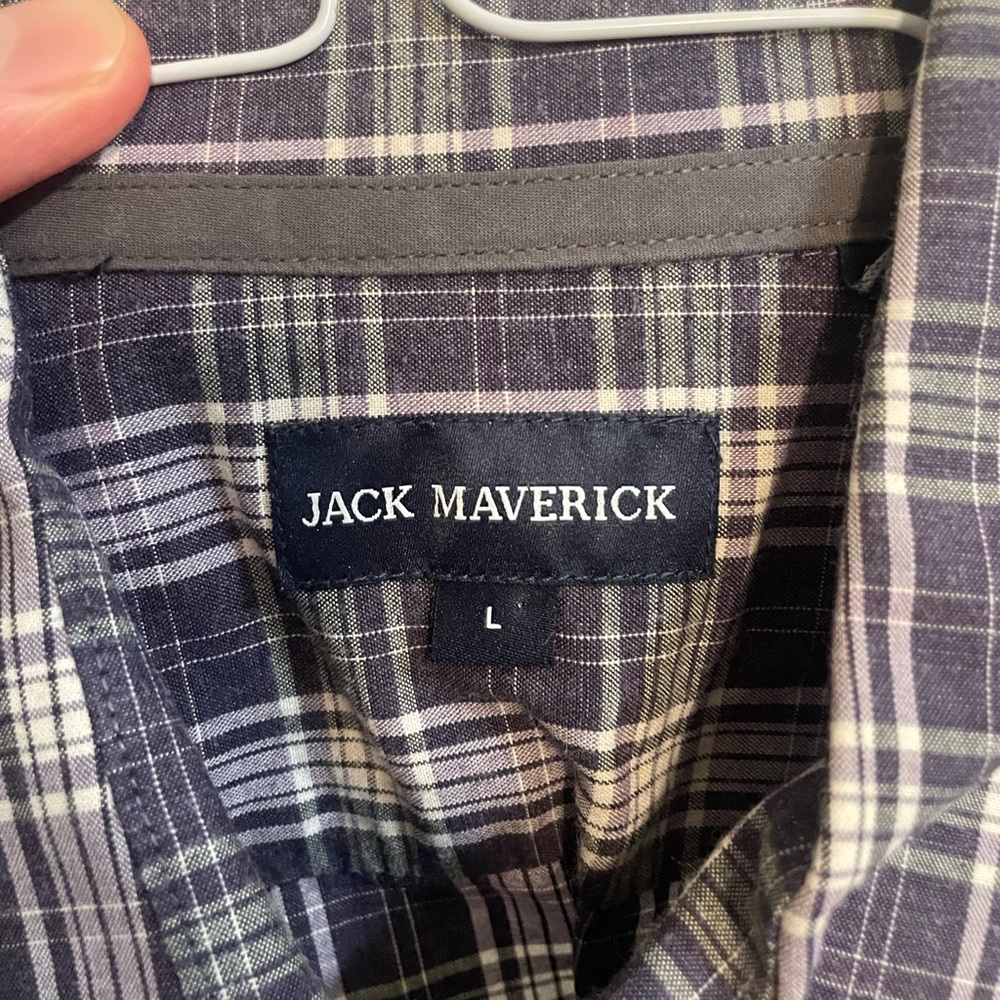 John Maverick: Purple Plaid Casual Button Down Shirt - Picture 4 of 4